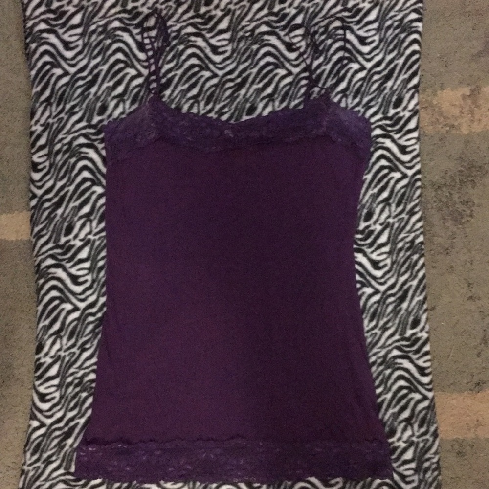 Purple lace lined top and bottom tank top.